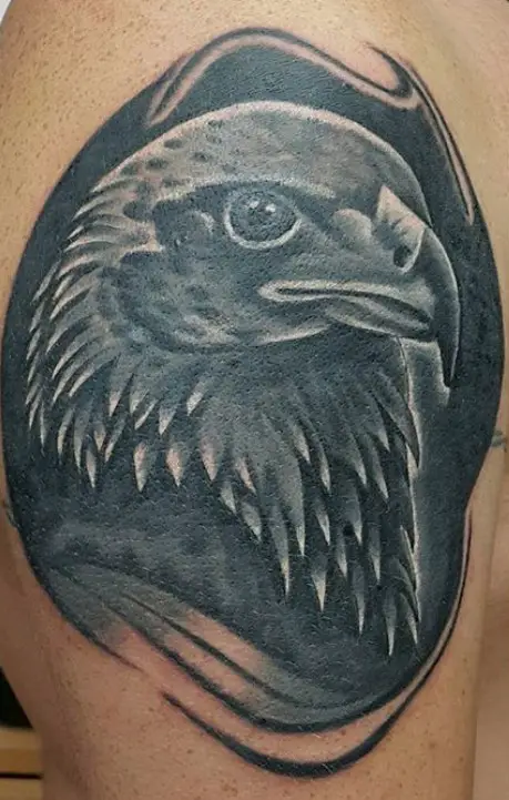 realistic black and gray Eagle Tattoo on the shoulder