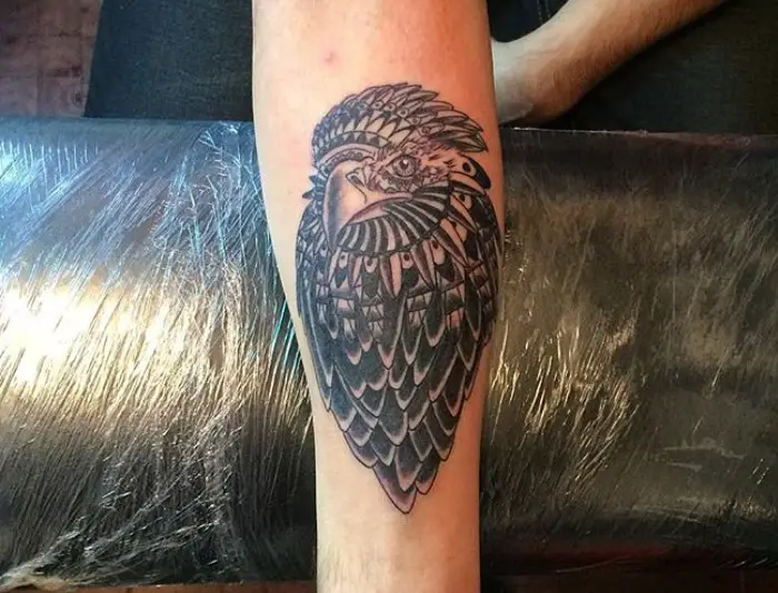 Tribal Eagle tattoo on the forearm
