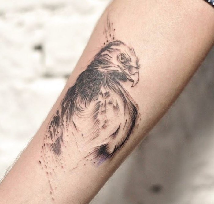 simple black Eagle Tattoo on the forearm