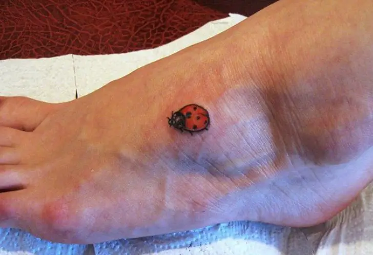 small Ladybug Tattoo on the foot