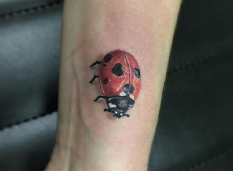 3D Ladybug Tattoo on the wrist
