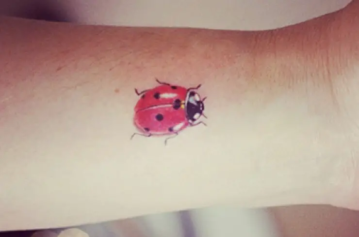 small Ladybug Tattoo on the wrist