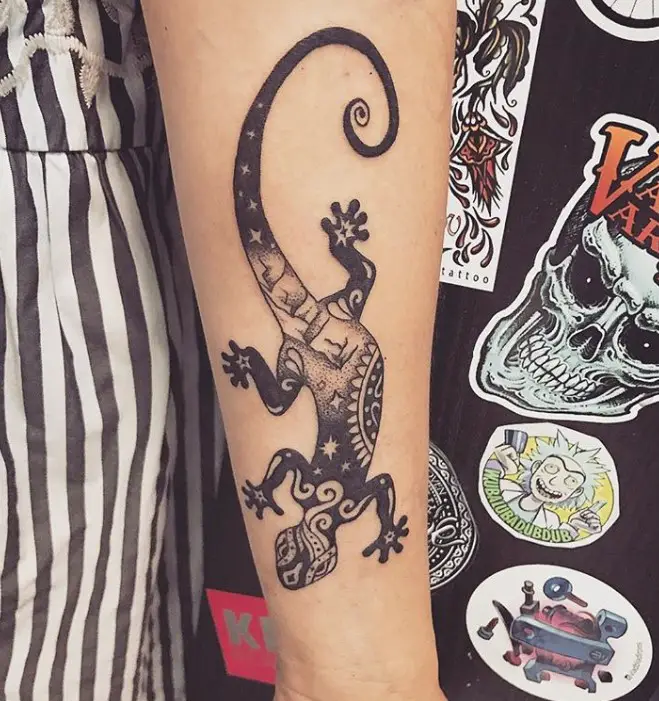 mandala Lizard Tattoo on the forearm