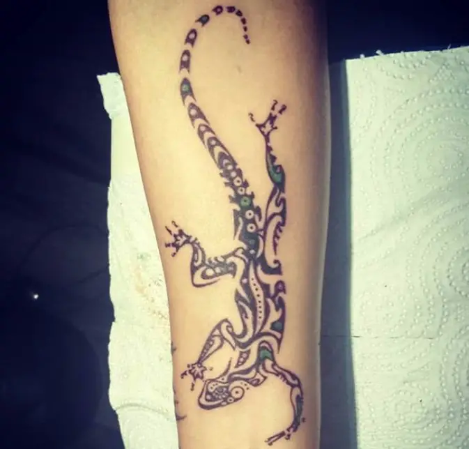 Tribal Lizard Tattoo on the forearm