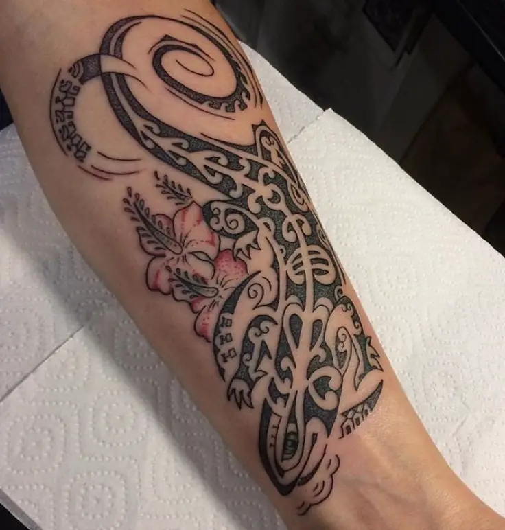 tribal Lizard Tattoo on the forearm