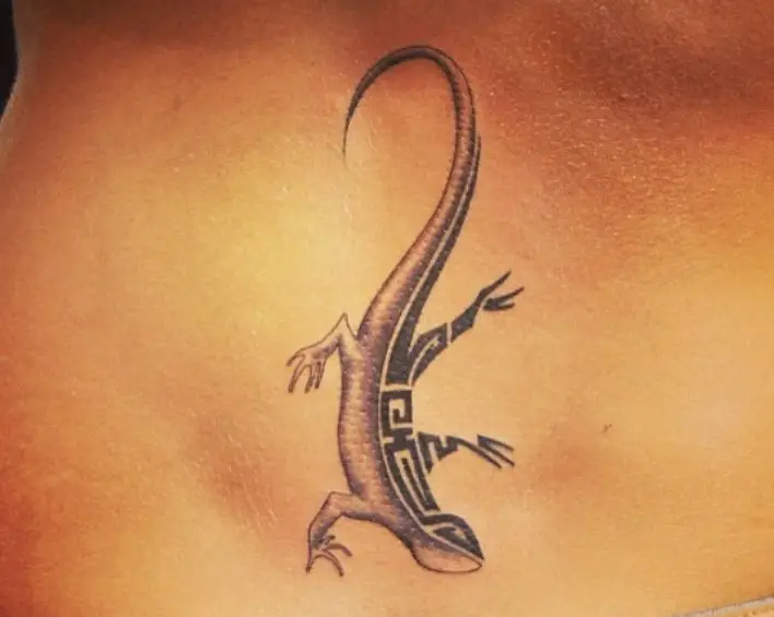 half simple and half tribal Lizard Tattoo
