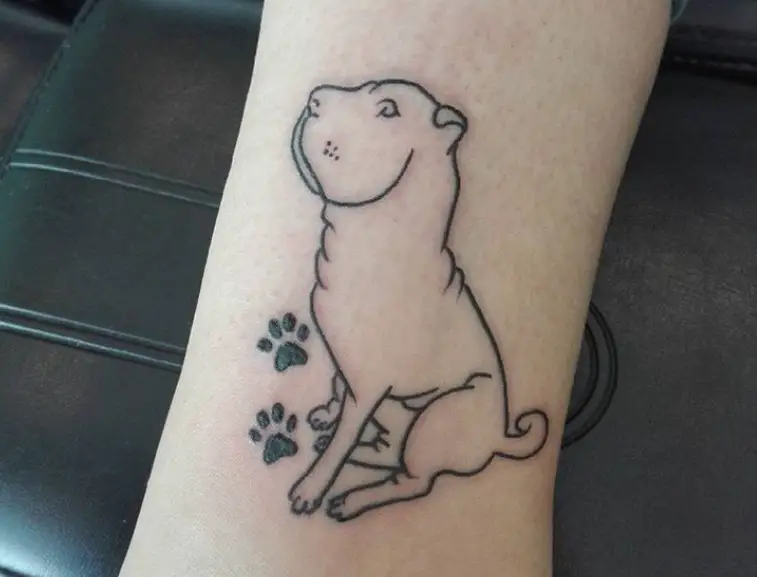 Outline of a Shar-Pei tattoo on the leg