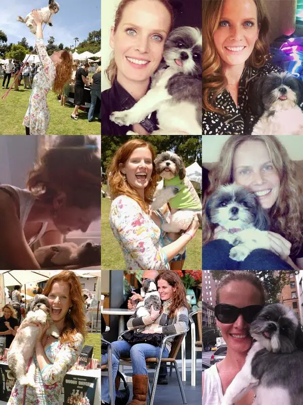 collage photo of Rebecca Mader with her Shih Tzu