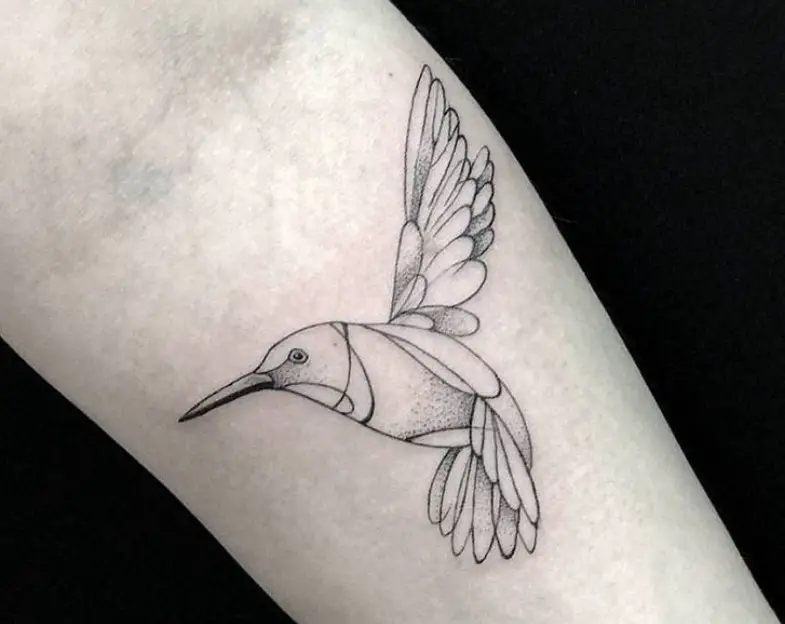 simple Small Hummingbird Tattoo on the forearm