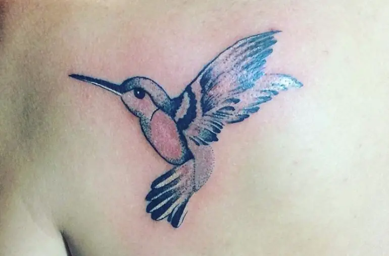 Small Hummingbird Tattoo on the back