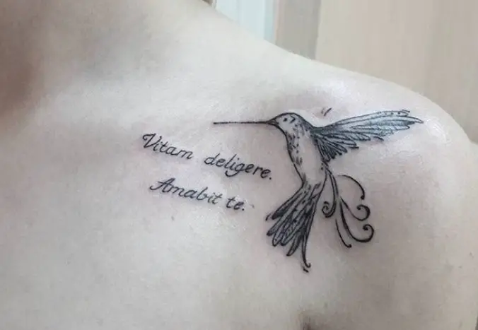 black outline of Small Hummingbird with quote 
