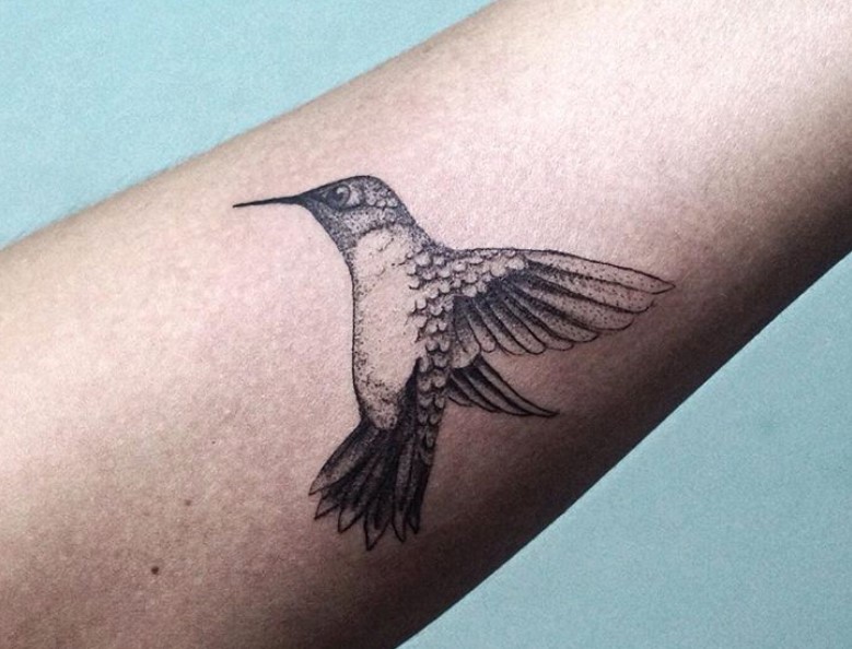3D Small Hummingbird Tattoo on the forearm