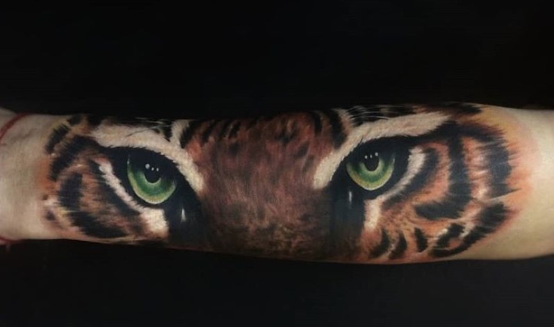 Eye of a Tiger Tattoo on the forearm