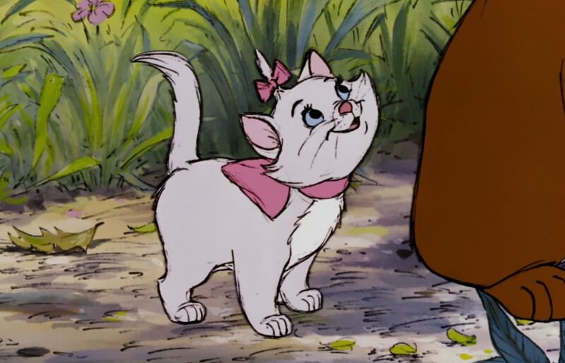 Marie from the Aristocats looking up smiling