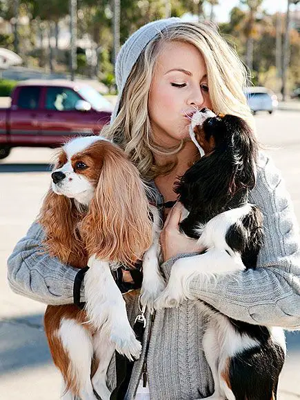 Julianne Hough with her two Cavalier King Charles Spaniels