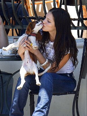 Katharine McPhee kissing her Cavalier King Charles Spaniel dog