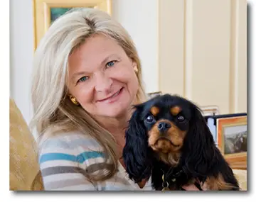 Lisa Scottoline with her Cavalier King Charles Spaniel dog