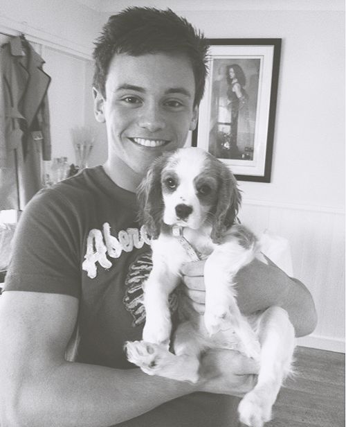 Tom Daley with his Cavalier King Charles Spaniel dog