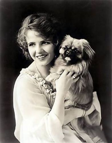 Olive THOMAS holding her Pekingese dog