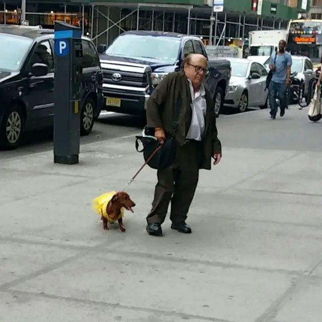 Danny Davito with his dachshund dog