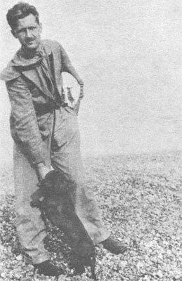George Orwell with his dachshund dog