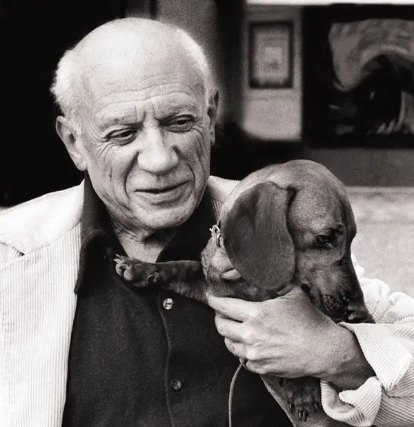 Picasso with his dachshund dog