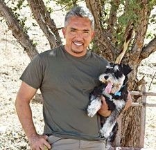 Cesar Millan with his Schnauzer dog