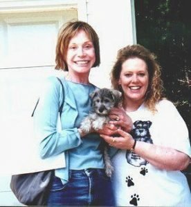 Mary Tyler Moore with her Schnauzer dog
