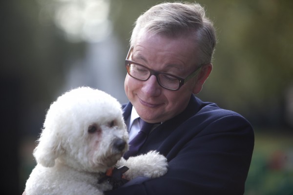 Michael Gove with his Bichon Frise in his arms