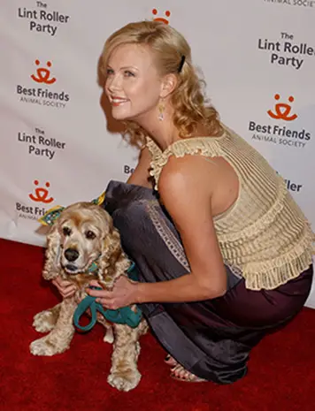 Charlize Theron with her Cocker Spaniel