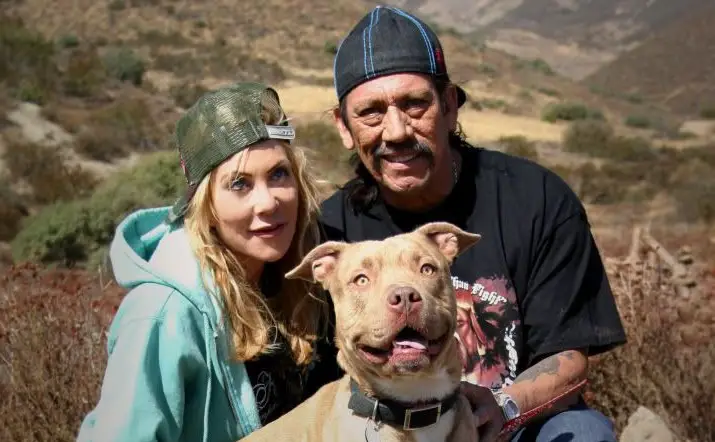 Danny Trejo on top of the mountain with his Pit Bull