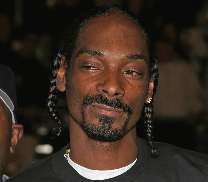Snoop Dogg smirking and looking sideways