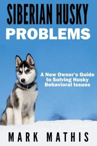 Book cover with a photo of a Siberian Husky sitting in snow with blue sky background with title 