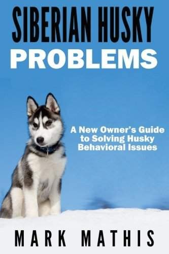 Book cover with a photo of a Siberian Husky sitting in snow with blue sky background with title