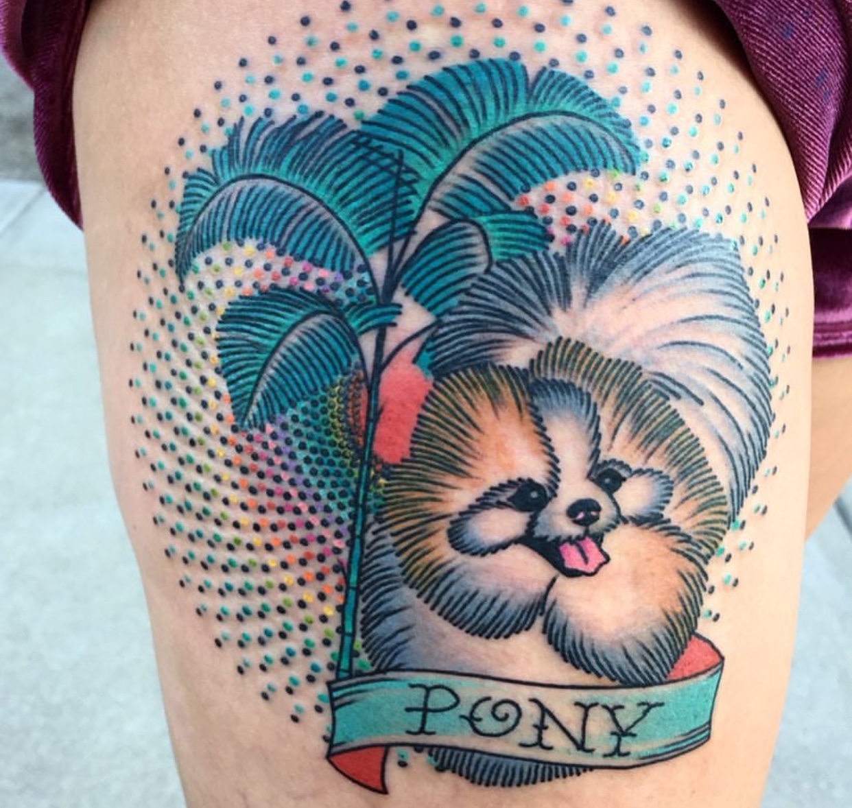 summer themed Pomeranian with name 