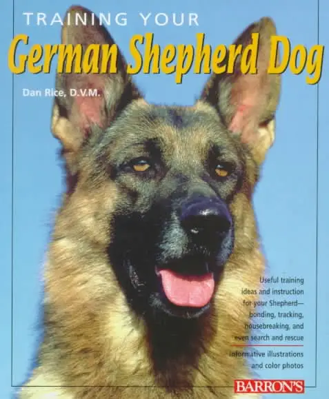 Book title with the face of a German Shepherd and with title - Training your German Shepherd dog