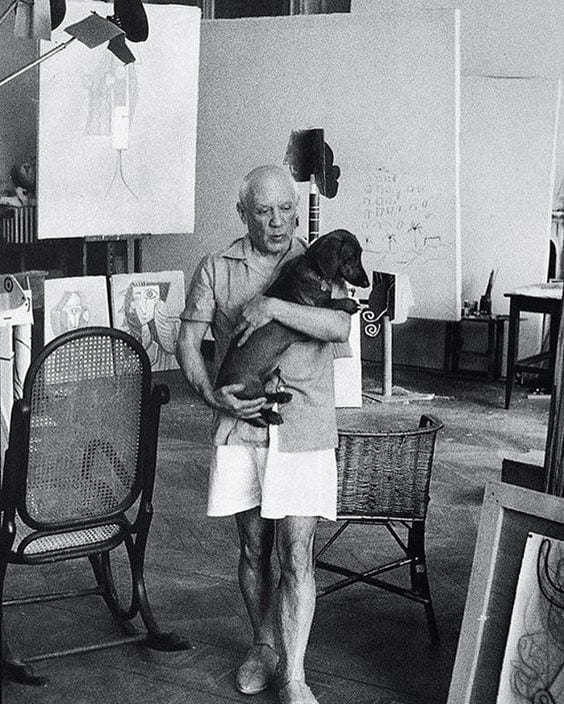  Picasso and his dachshund in the art room