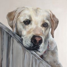 realistic golden Labrador Retriever painting
