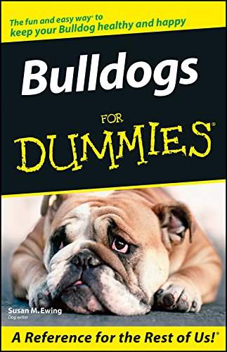 Book cover with the photo of an adult English Bulldog lying down on the floor with its sad eyes and titled as 