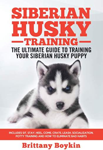 book cover with a photo of a Siberian Husky puppy lying down on the floor with title 