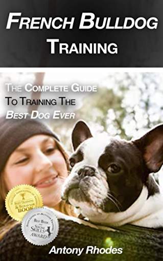 photo of a woman with her French Bulldog and with title - French Bulldog training