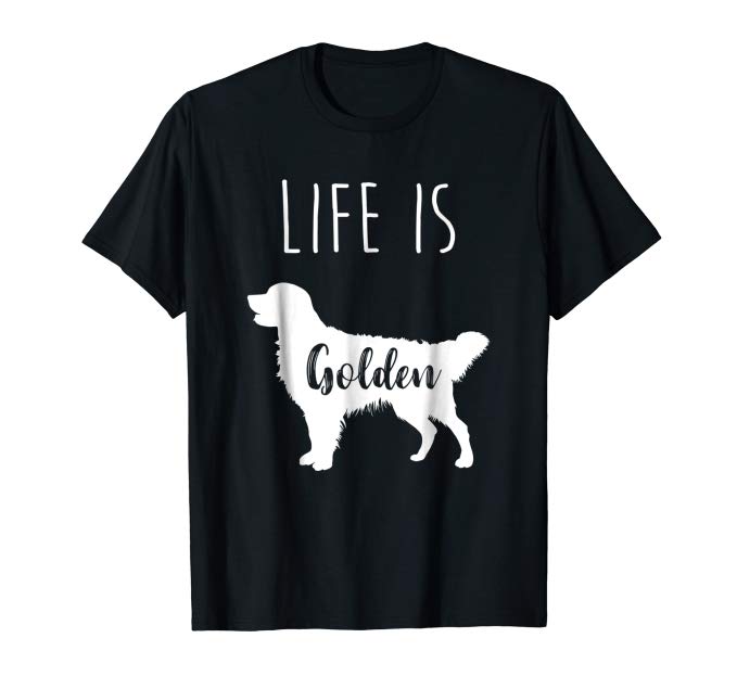 A black t-shirt with - Life is Golden print