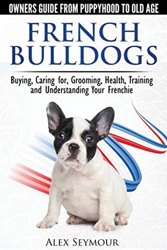 photo of a French Bulldog puppy and with title - owners guide from puppyhood to old age, French Bulldog