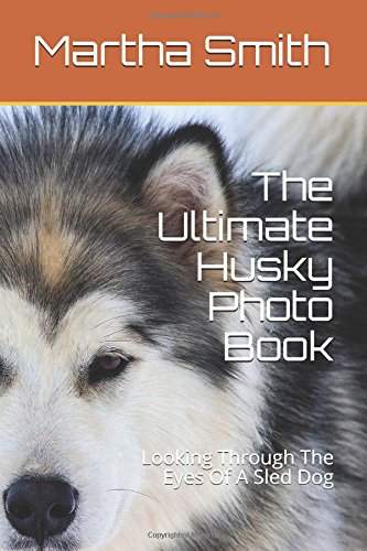 Book cover with the half face of a Siberian Husky with title 