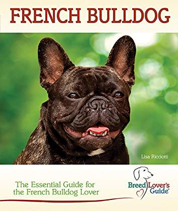 photo of a smiling French Bulldog and with title- French Bulldog, the essential guide for the French Bulldog lover