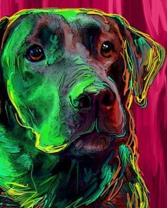 neon painting of a Labrador Retriever