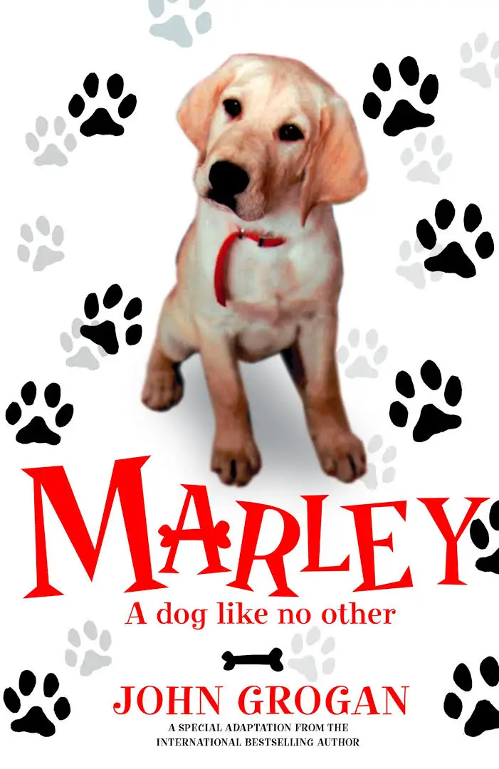 photo of a yellow Labrador Retriever puppy and with title - Marley, a dog like no other