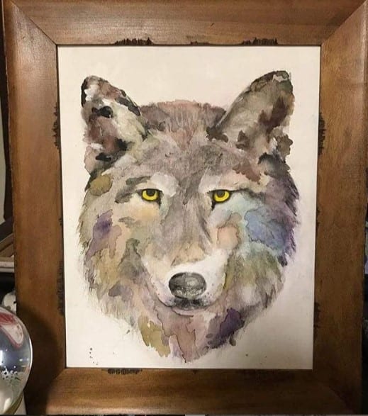 an artwork of a Wolf in a frame