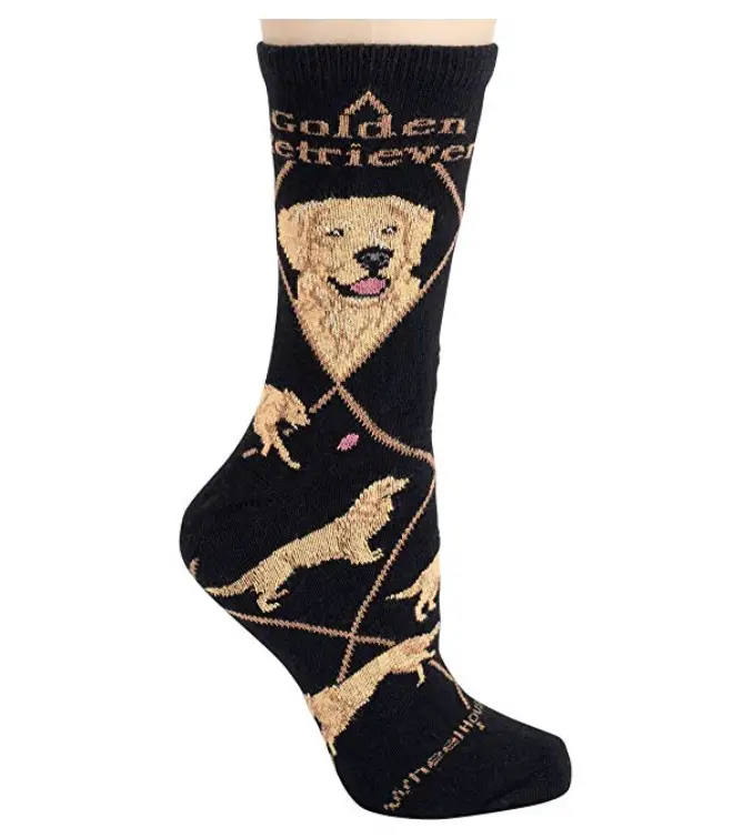 a cotton sock with Golden Retriever pattern