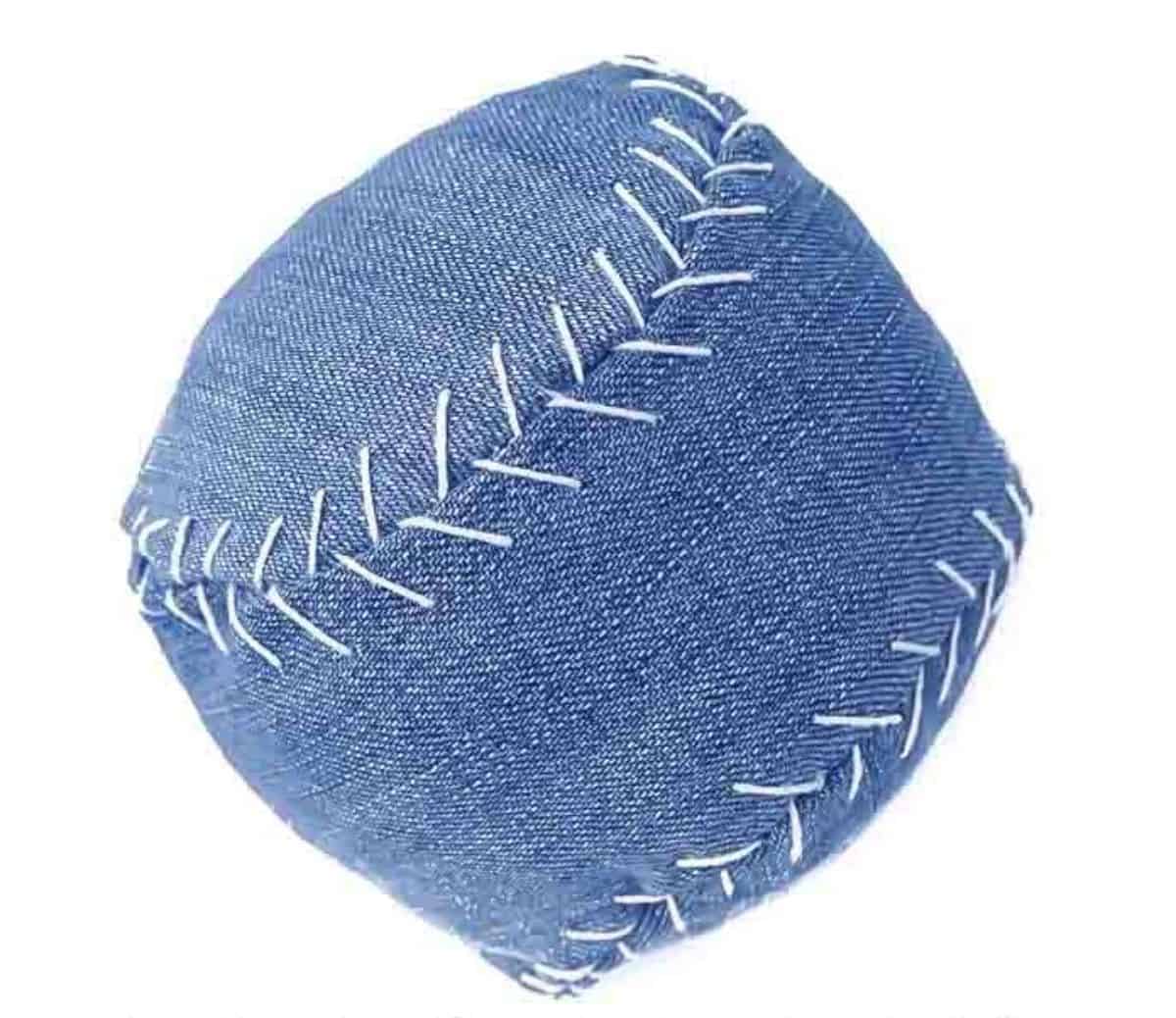 DIY denim baseball dog toy 